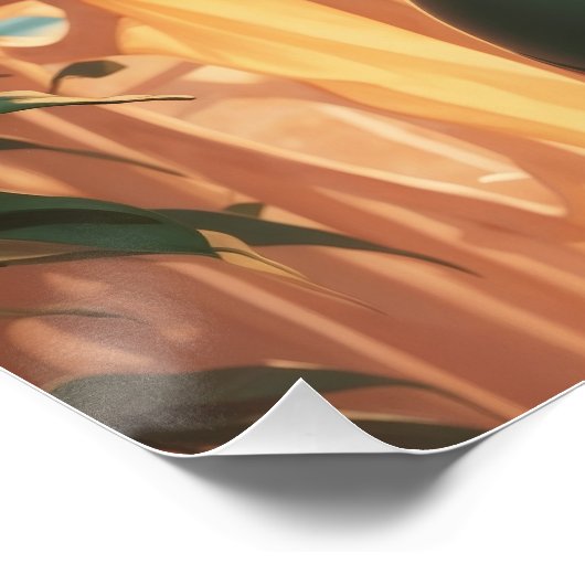 Poster Brunette Pin Up Green Bikini Seaview Balcon (Coin)