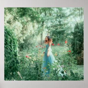 Poster Brunette Princess : Aquarelle de la forêt de fées