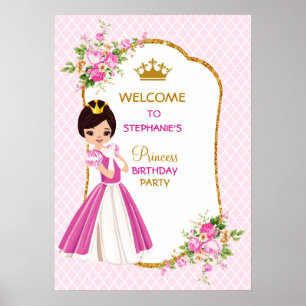 Poster Brunette Princess Birthday