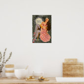 Poster Brunette Rire Pin-up Girl (Cuisine)