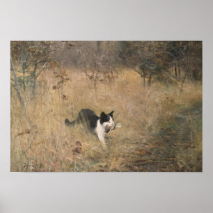 Poster Bruno Liljefors - Chasse aux oiseaux chats