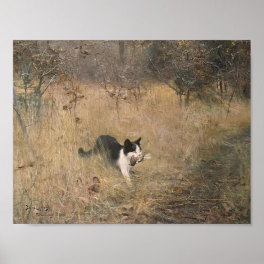 Poster Bruno Liljefors - Chasse aux oiseaux chats (Devant)