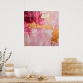 Poster Brush artistique touche or et rose (Cuisine)