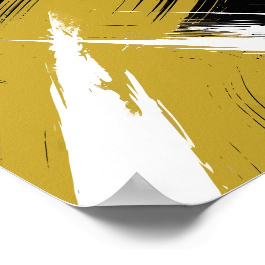 Poster Brush stries en moutarde jaune et blanc (Coin)