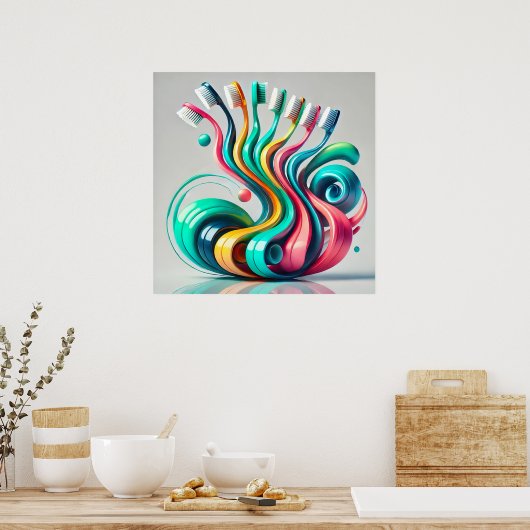 Poster Brush Symphony. Brosse à dents Abstraite (Cuisine)