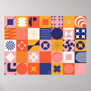 Poster Brutalisme art inspiré motif abstrait fait avec