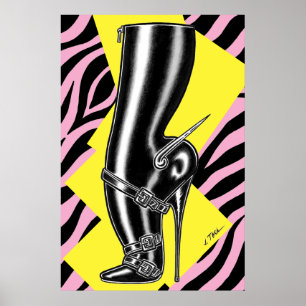 Poster Brutes en bottes™/Talons aiguilles/Rayures roses