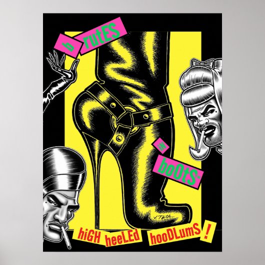 Poster Brutes In Boots™/Bot de moto/Jaune (Devant)