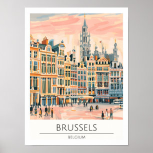 Poster Bruxelles Belgique Illustration d'art vintage Voya