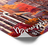 Poster Bruxelles Belgique Illustration de voyage Art vint (Coin)