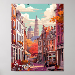 Poster Bruxelles Belgique Illustration de voyage Art vint