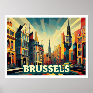 Poster Bruxelles Belgique Voyager artistique coloré
