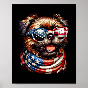 Poster Bruxelles Griffon Amoureux des chiens Us Drapeau 4
