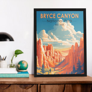 Poster Bryce Canyon National Park Travel Art Vintage