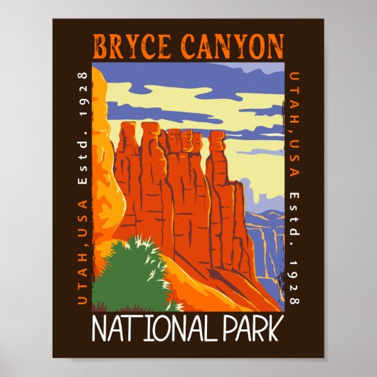 Poster Bryce Canyon National Park Utah en état de détress (Devant)