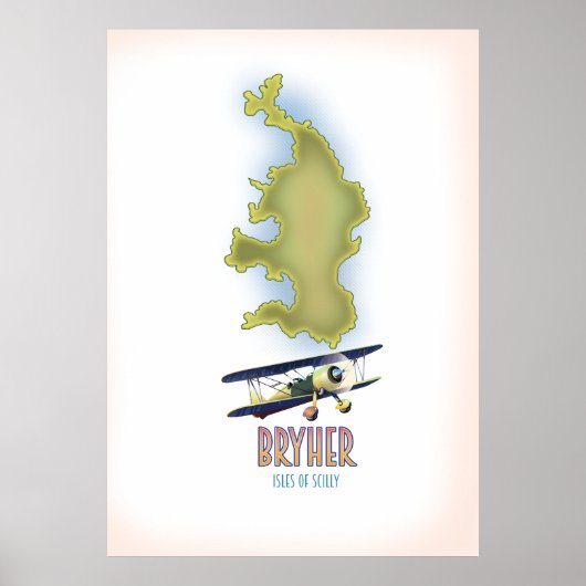Poster Bryher îles de scilly carte (Devant)