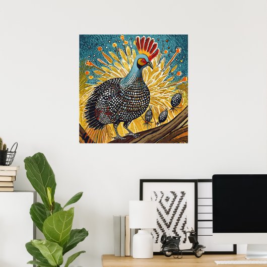 Poster Bticks attrapés par la pintade - L'IA a généré des (Bureau à domicile)