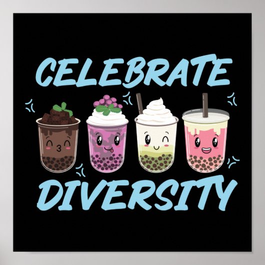 Poster Bubble Boba Tea Celebrate Diversity LGBT Pride (Devant)