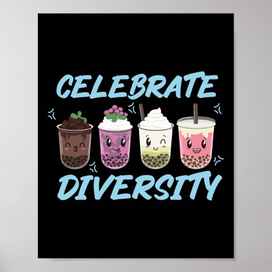 Poster Bubble Boba Tea Celebrate Diversity LGBT Pride (Devant)