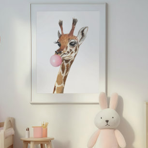 Poster Bubble Gum Cute Giraffe Nursery Child