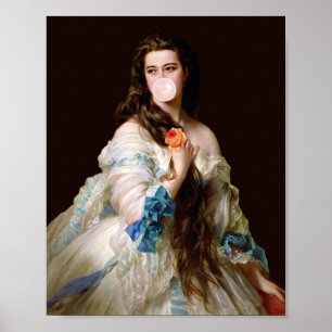 Poster Bubble Gum Diva avec rubans bleus