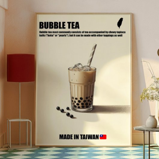 Poster Bubble Tea Wall Art, Boba Boire Cuisine tendance