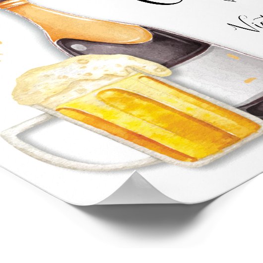 Poster Bubbles and Brews Couples bière champagne Cheveux (Coin)