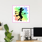 Poster Bubbly Lady Basketball Player Silhouette (Bureau à domicile)
