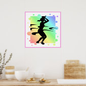 Poster Bubbly Lady Basketball Player Silhouette (Cuisine)