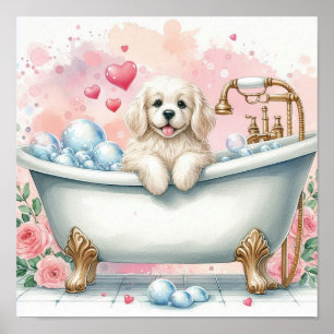 Poster Buble Bath Dog