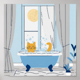 Poster Buble Bathtime pour Kitty