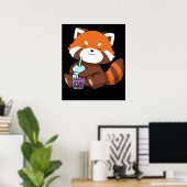 Poster Buble Tea Gift Girl Red Panda Boba Tea Bubble Tea (Bureau à domicile)