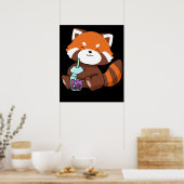 Poster Buble Tea Gift Girl Red Panda Boba Tea Bubble Tea (Cuisine)