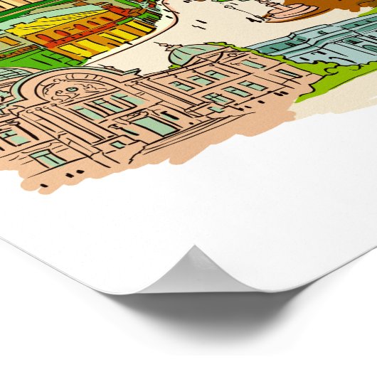 Poster Bucarest - Roumanie (Coin)