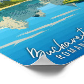 Poster Bucarest Roumanie Art illustration de voyage vinta (Coin)