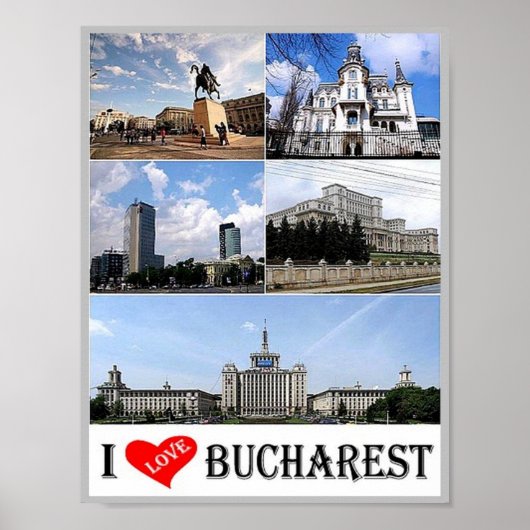 Poster Bucharest - I Love - Romania - (Devant)