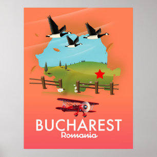 Poster Bucharest Romania vacation map