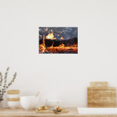Poster Bûche en feu (Cuisine)