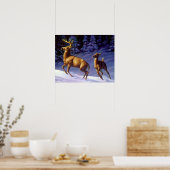 Poster Buck & Doe de cerf blanc en neige hivernale (Cuisine)