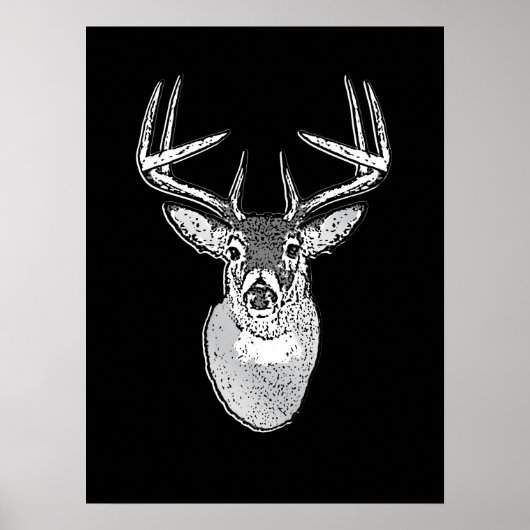 Poster Buck on Bold Black White Tail Deer (Devant)