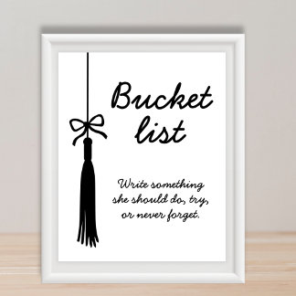 Poster Bucket List Station Black & White Graduation Sign