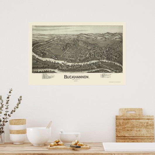 Poster Buckhannon, WV Panoramic Map - 1900 (Cuisine)