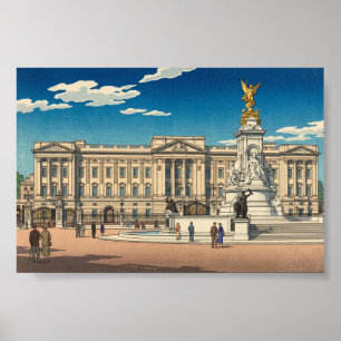 Poster Buckingham Palace estampe japonaise sur bois