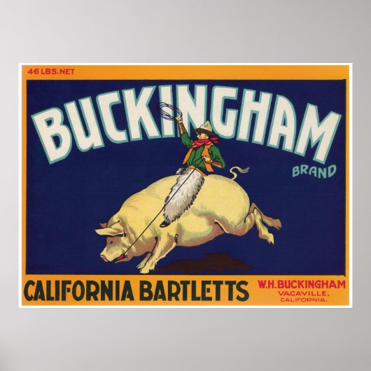 Poster Buckingham Vacaville Californie Bartletts Cowboy (Devant)
