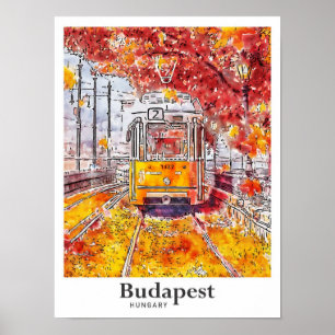 Poster Budapest Hongrie Aquarelle Voyage Main tirée
