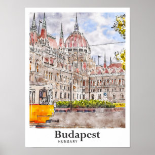 Poster Budapest Hongrie Art Voyage aquarelle Sketch