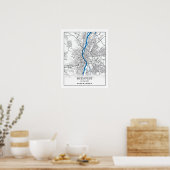 Poster Budapest Hongrie City Plan Voyage Simple Minimal (Cuisine)