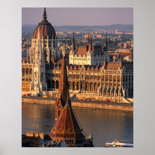 Poster Budapest, Hongrie, Danube, Parlement
