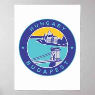 Poster Budapest, Hongrie, Magyar, Danube,