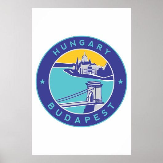 Poster Budapest, Hongrie, Magyar, Danube, (Devant)